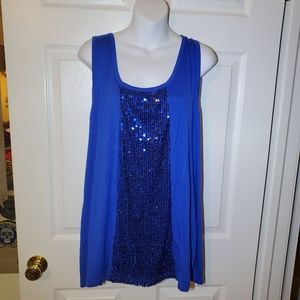 George Plus Size Blue Sequin Top NWT